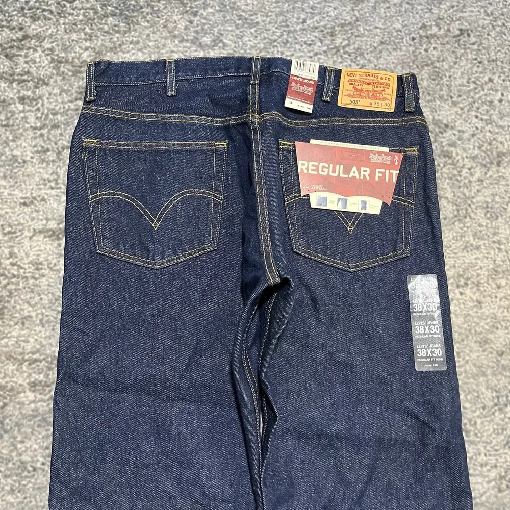 NEW Vintage‎ Levi's 505 Regular Fit Jeans Mens 38x30 Blue Denim Y2K 2000s